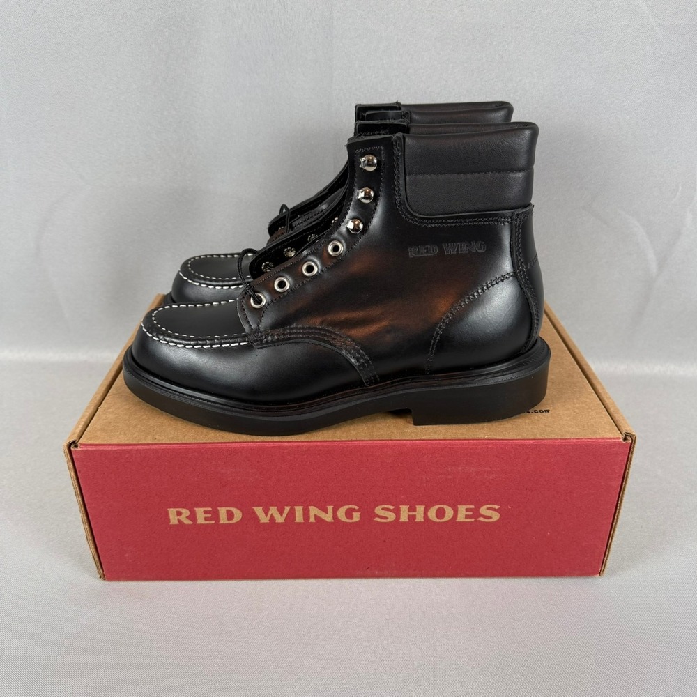 Red Wing Heritage Supersole Boots Mens 7 E Black Leather Moc Toe 8133 USA NIB
